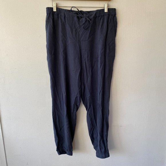 J. Jill Pants - J. Jill Casual Pants Womens Medium Petite Navy Tie Waist Elastic Ankles Tencel